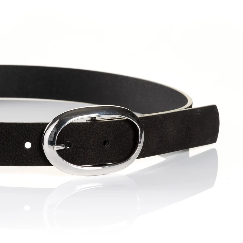 SIENA black uni – Ledergürtel Damen 3 cm mit ovaler Schließe