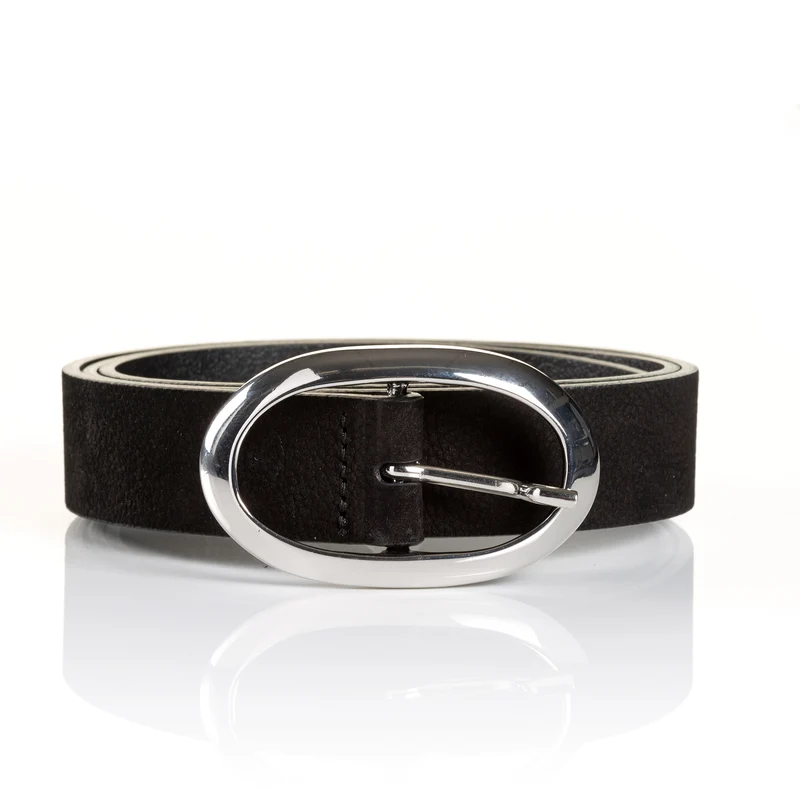 SIENA black uni – Ledergürtel Damen 3 cm mit ovaler Schließe