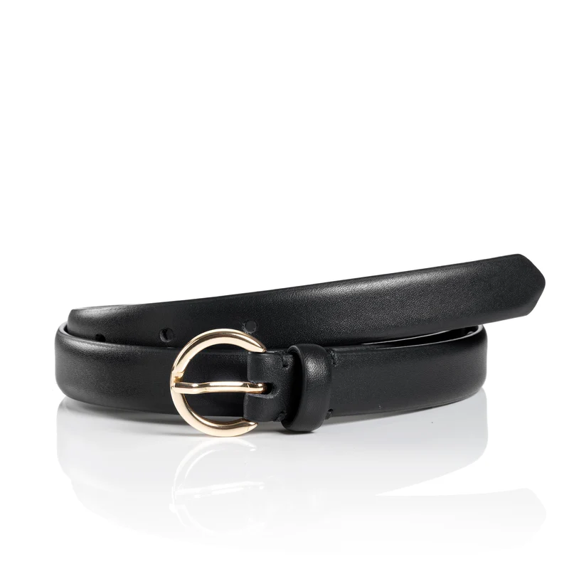 VITABO black uni – Ledergürtel Damen 2 cm mit Ringschließe