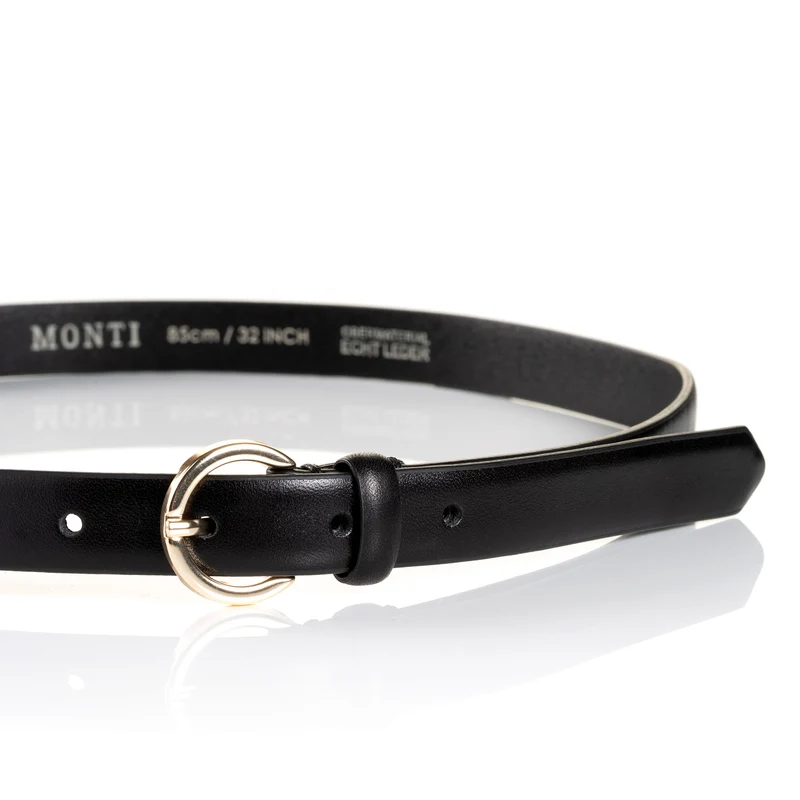 VITABO black uni – Ledergürtel Damen 2 cm mit Ringschließe