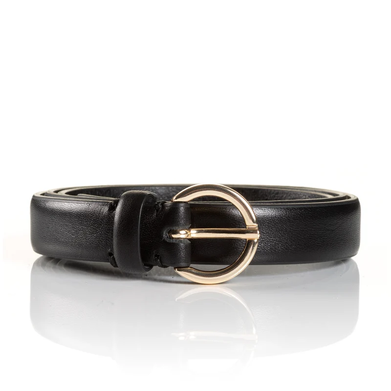 VITABO black uni – Ledergürtel Damen 2 cm mit Ringschließe