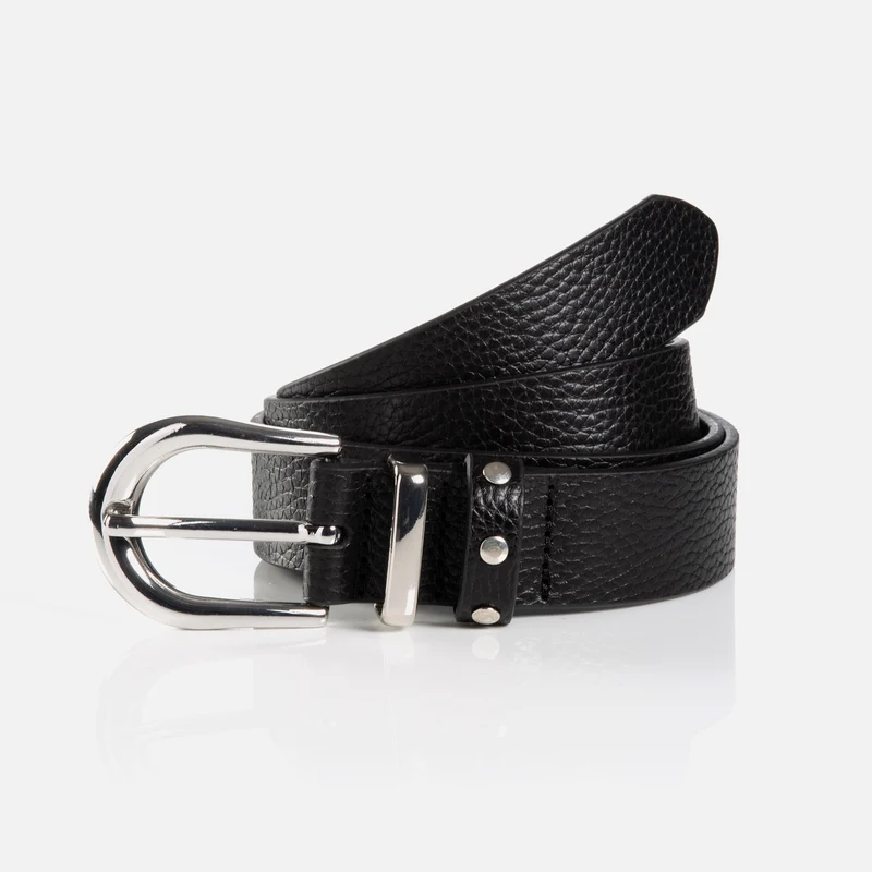 RAVENNA black uni – Ledergürtel Damen 3 cm mit Nietendetails