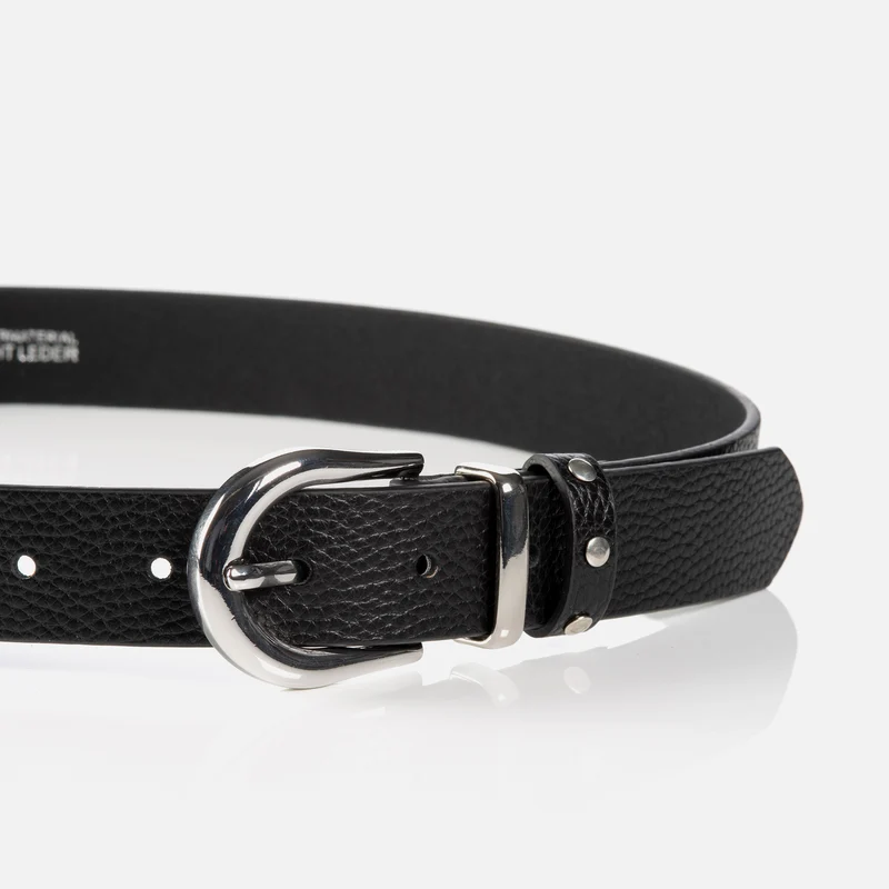 RAVENNA black uni – Ledergürtel Damen 3 cm mit Nietendetails
