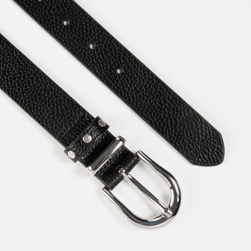 RAVENNA black uni – Ledergürtel Damen 3 cm mit Nietendetails