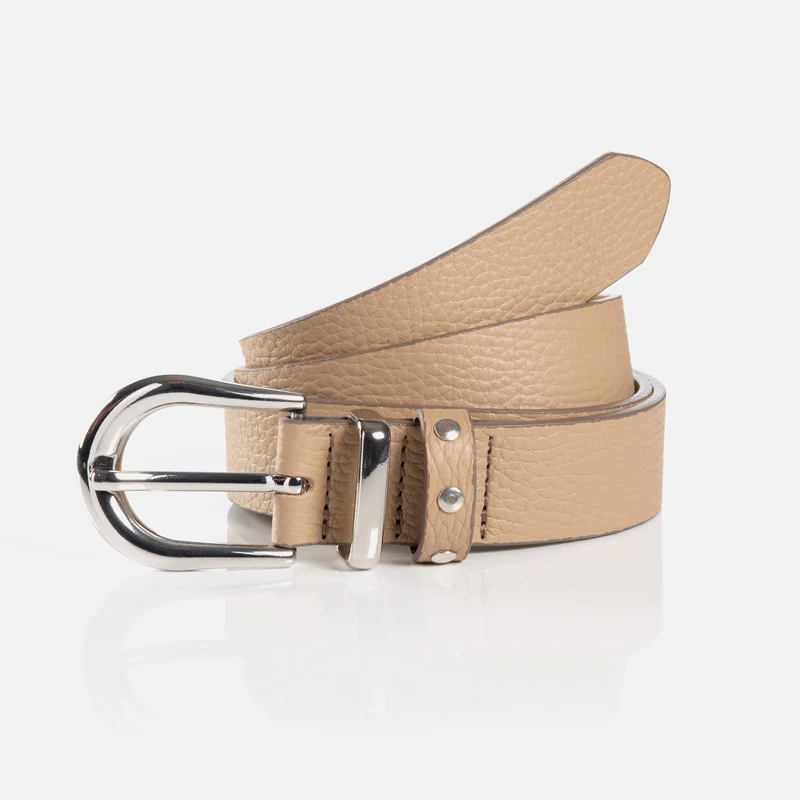 RAVENNA ecru uni – Ledergürtel Damen 3 cm mit Nietendetails