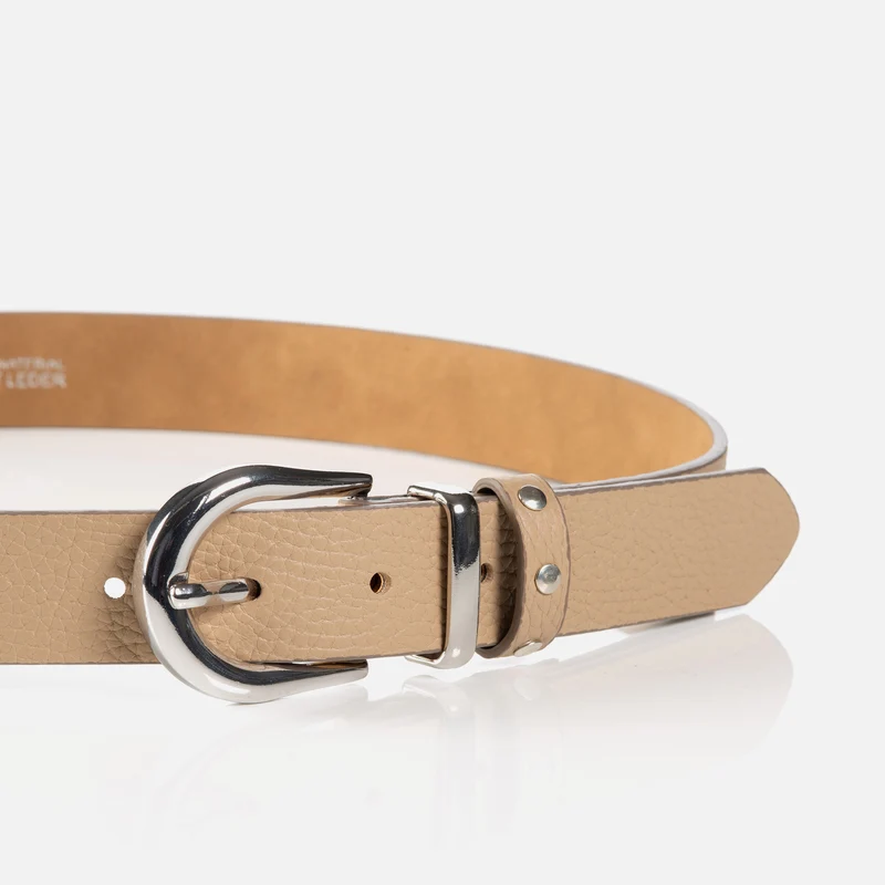 RAVENNA ecru uni – Ledergürtel Damen 3 cm mit Nietendetails