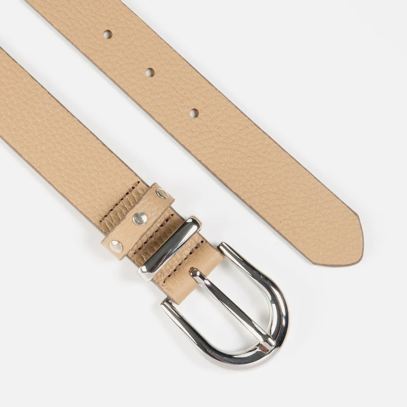RAVENNA ecru uni – Ledergürtel Damen 3 cm mit Nietendetails