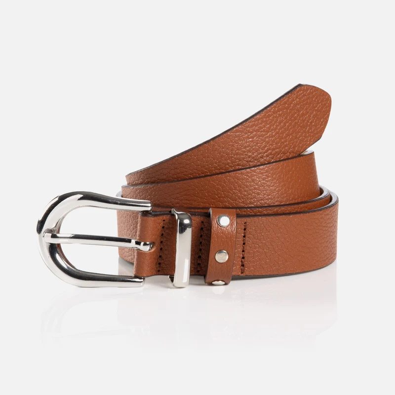 RAVENNA cognac uni – Ledergürtel Damen 3 cm mit Nietendetails
