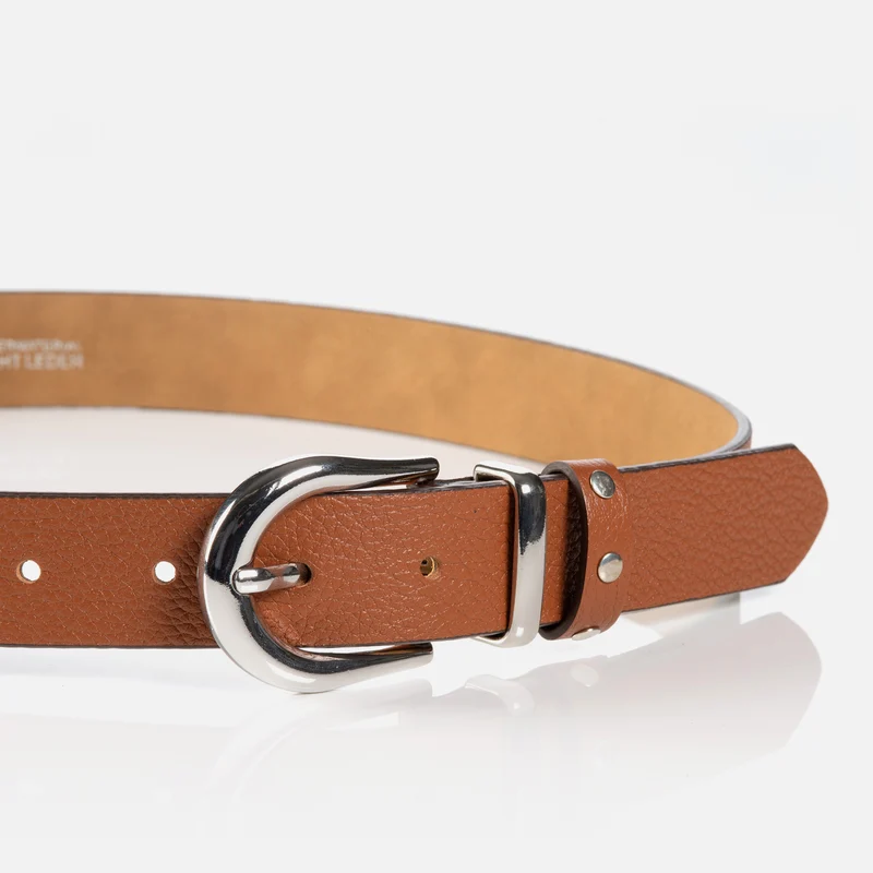 RAVENNA cognac uni – Ledergürtel Damen 3 cm mit Nietendetails