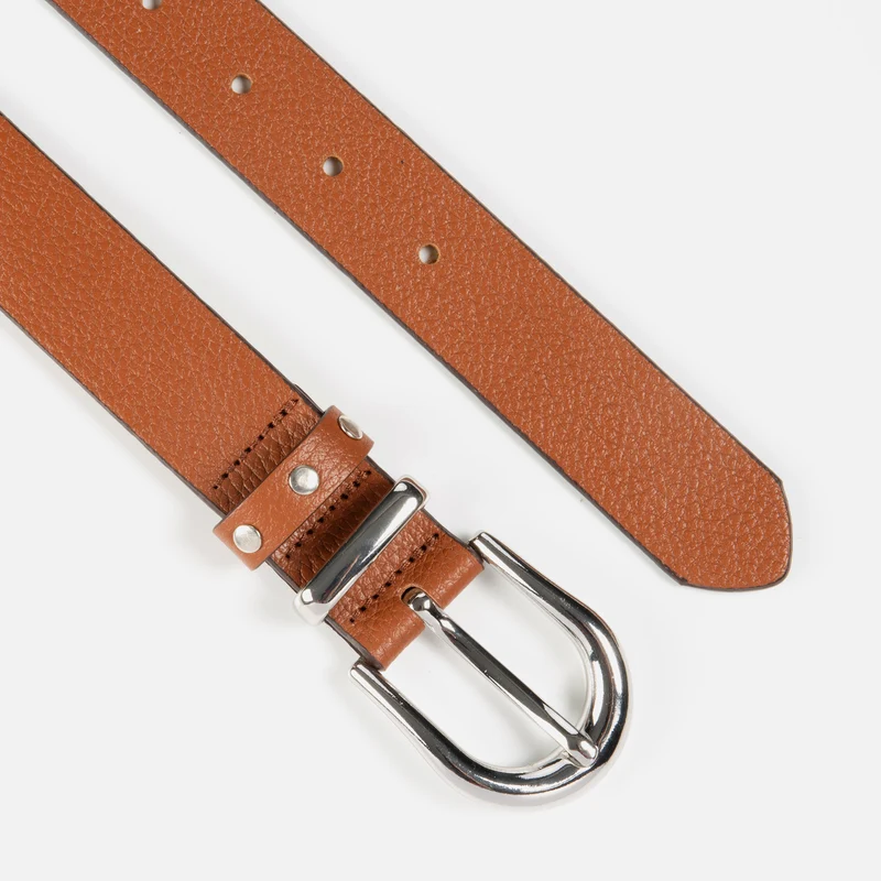 RAVENNA cognac uni – Ledergürtel Damen 3 cm mit Nietendetails