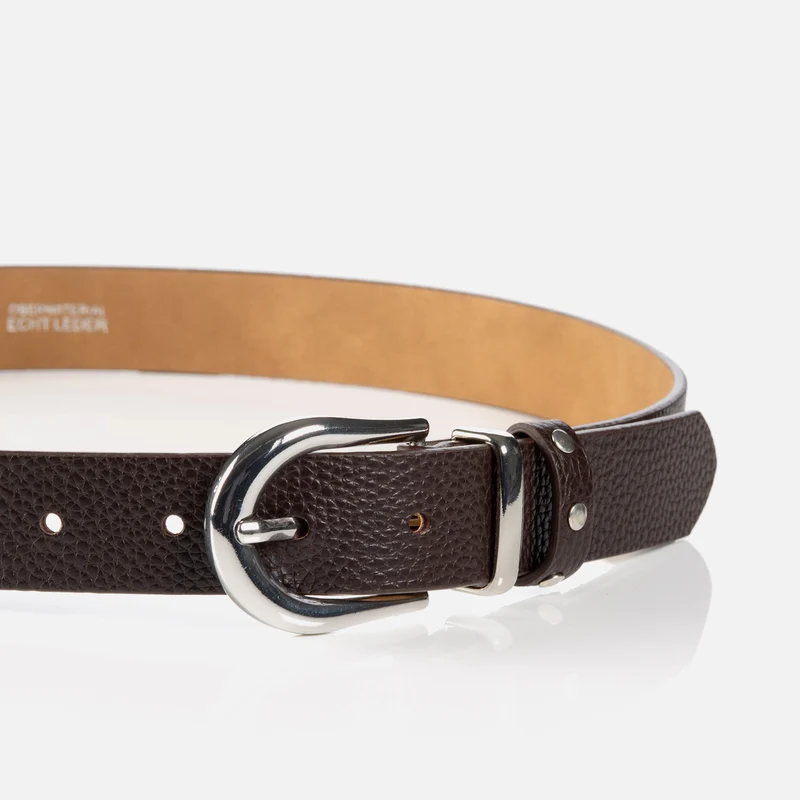 RAVENNA brown uni – Ledergürtel Damen 3 cm mit Nietendetails