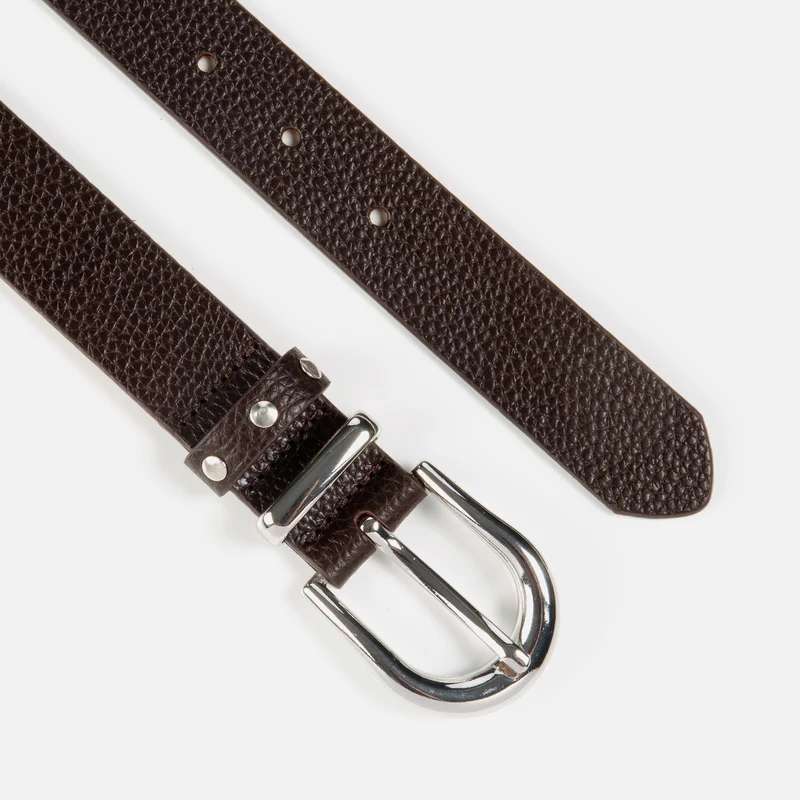 RAVENNA brown uni – Ledergürtel Damen 3 cm mit Nietendetails