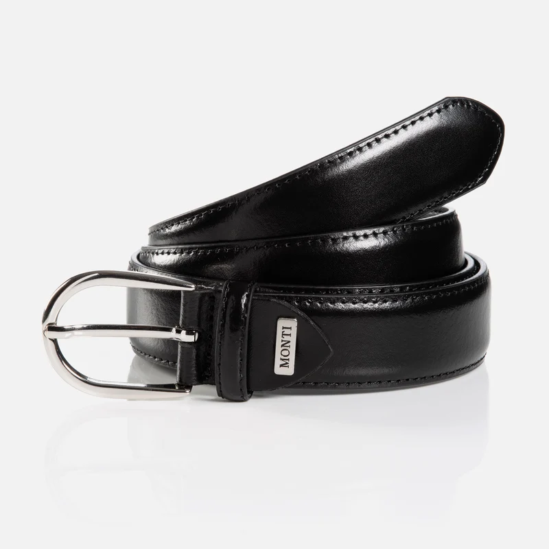 FANO black uni – Ledergürtel Herren 3 cm mit Steppnähten