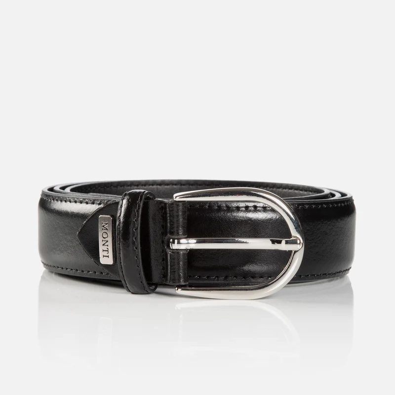 FANO black uni – Ledergürtel Herren 3 cm mit Steppnähten