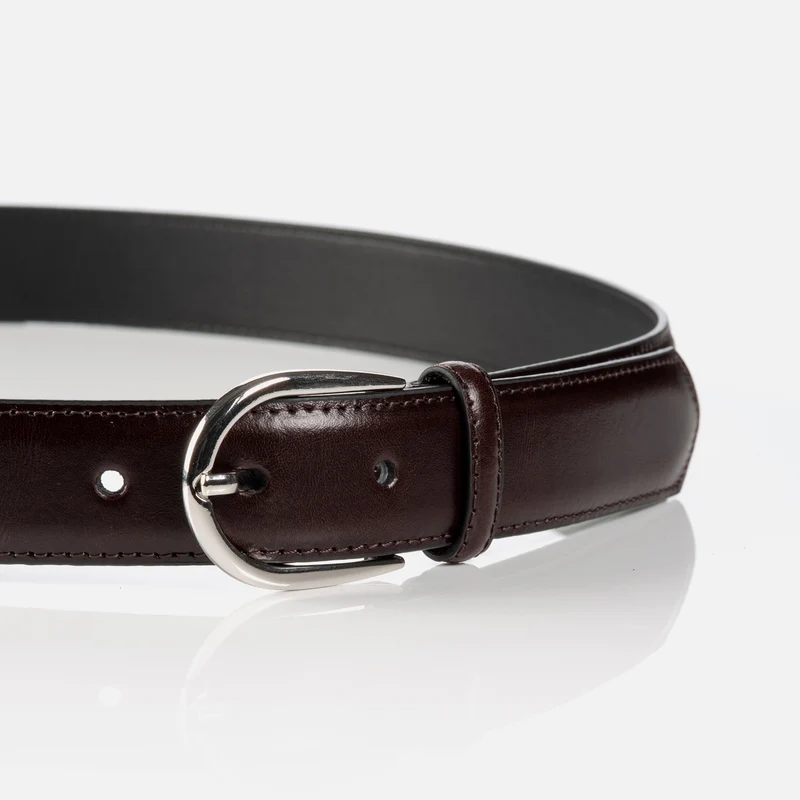 FANO dark brown uni – Ledergürtel Herren 3 cm mit Steppnähten