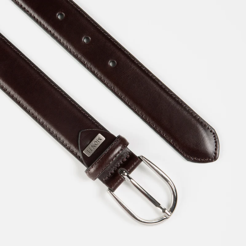 FANO dark brown uni – Ledergürtel Herren 3 cm mit Steppnähten