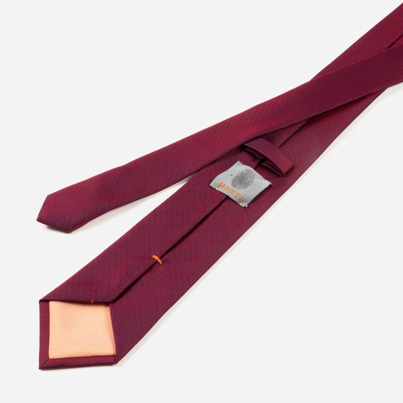 VALERIO red uni – Seidenkrawatte mit Oxford-Webstruktur