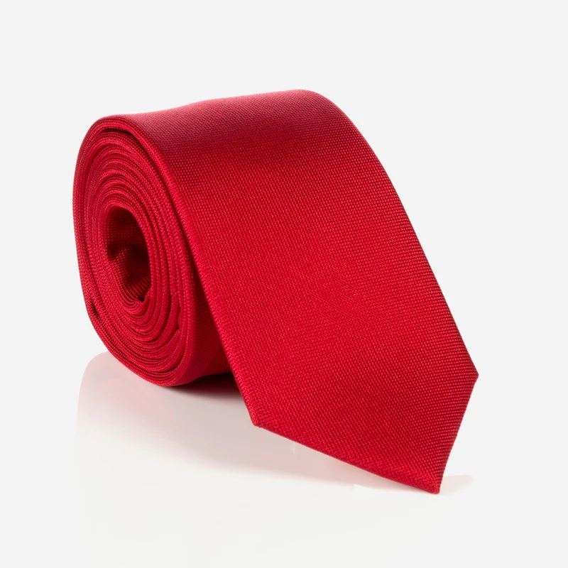 VALERIO bright red uni – Seidenkrawatte mit Oxford-Webstruktur