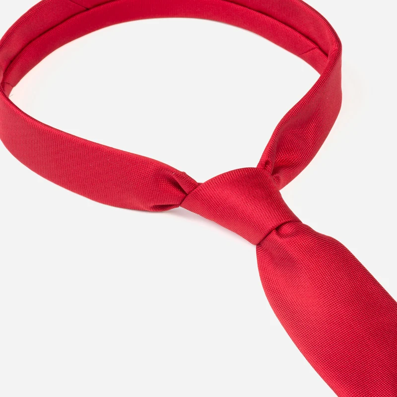 VALERIO bright red uni – Seidenkrawatte mit Oxford-Webstruktur