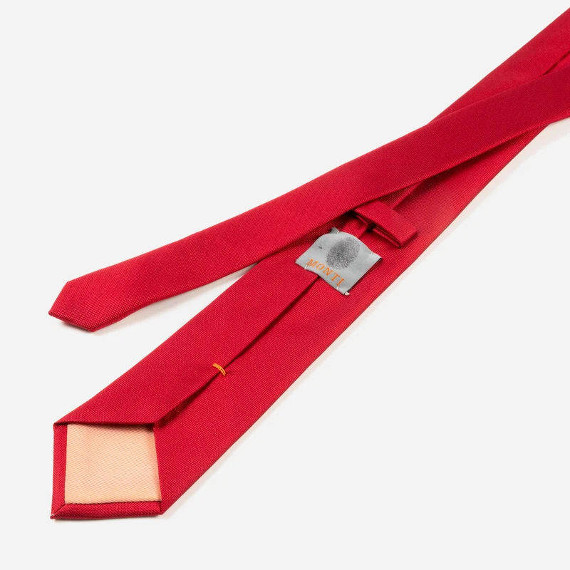 VALERIO bright red uni – Seidenkrawatte mit Oxford-Webstruktur