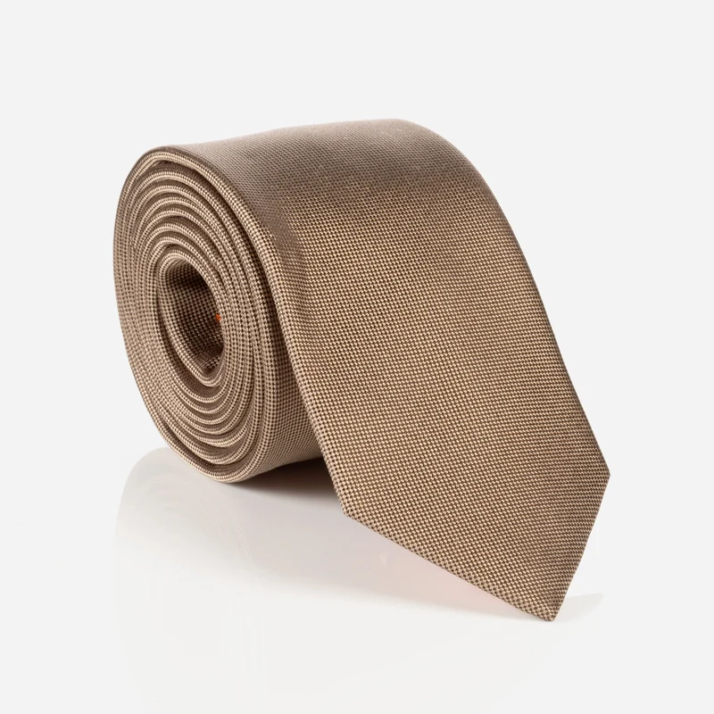 VALERIO camel uni – Seidenkrawatte mit Oxford-Webstruktur