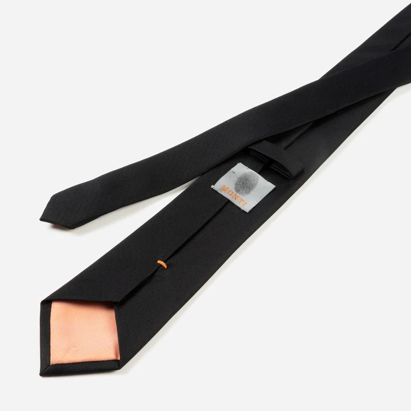 VALERIO black uni – Seidenkrawatte mit Oxford-Webstruktur