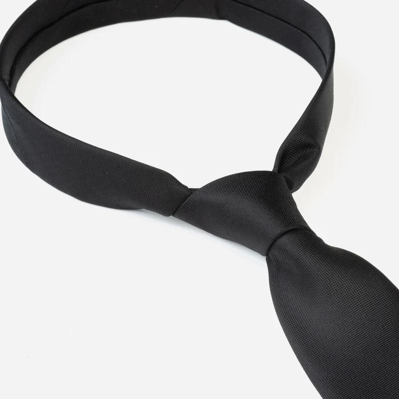 VALERIO black uni – Seidenkrawatte mit Oxford-Webstruktur
