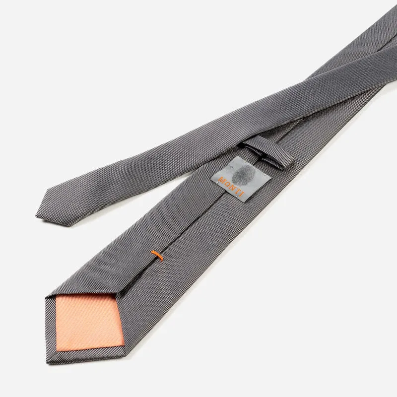 VALERIO silver uni – Seidenkrawatte mit Oxford-Webstruktur