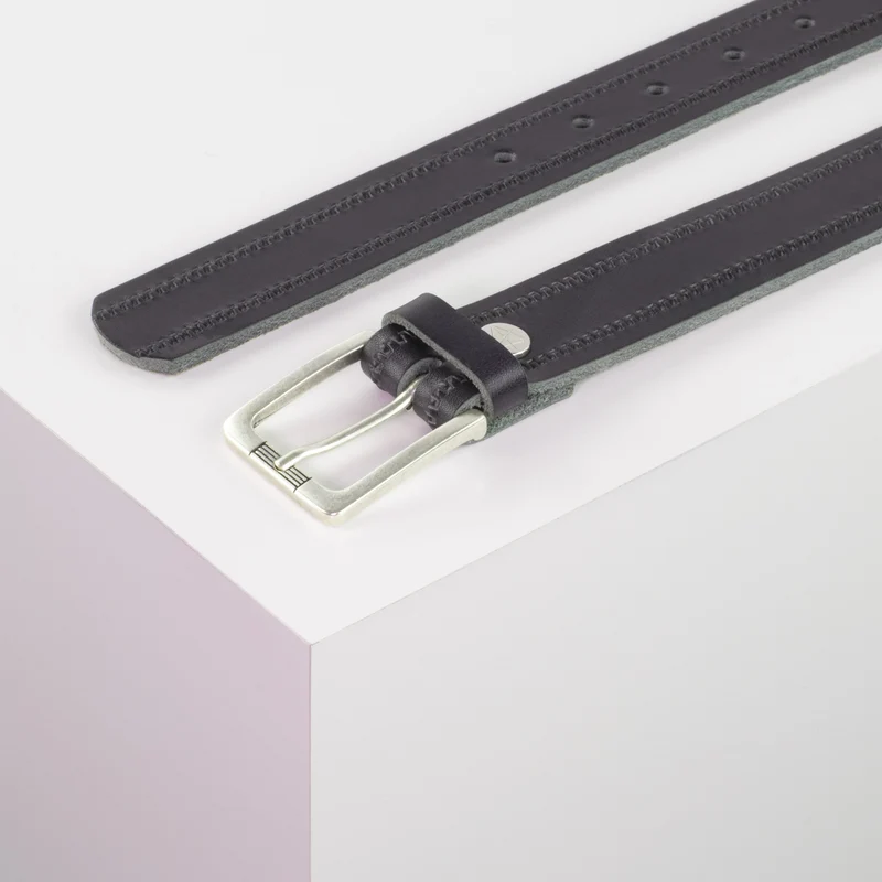 Ledergürtel 3cm mit Schnalle Casablanca silber