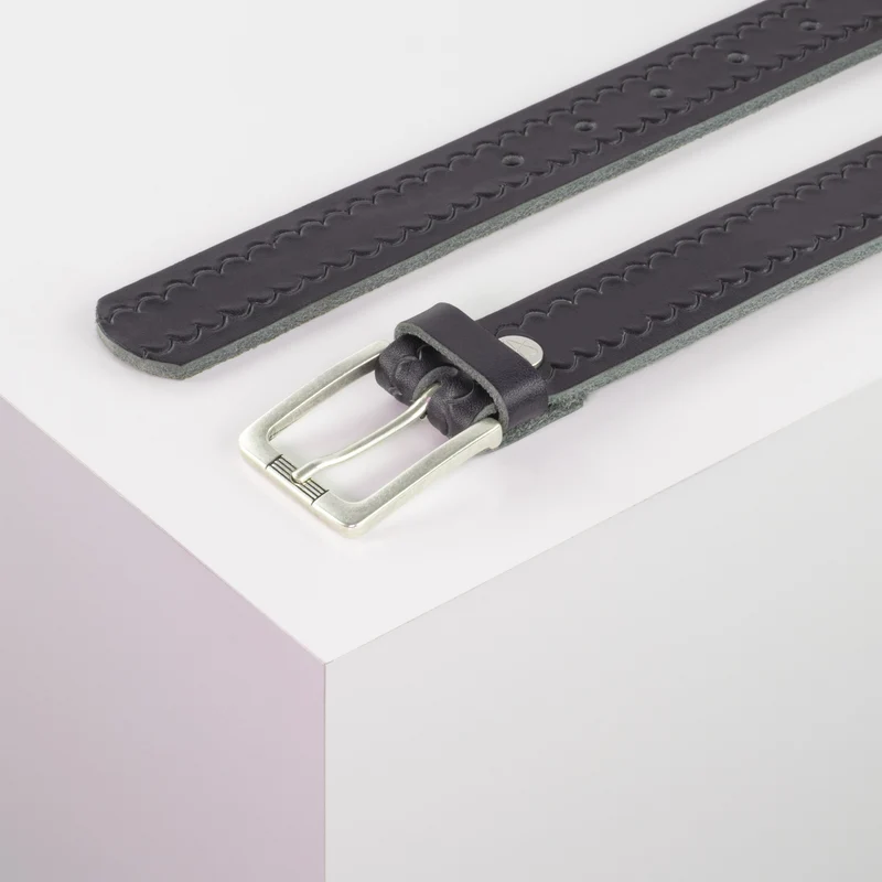 Ledergürtel 3cm mit Schnalle Casablanca silber