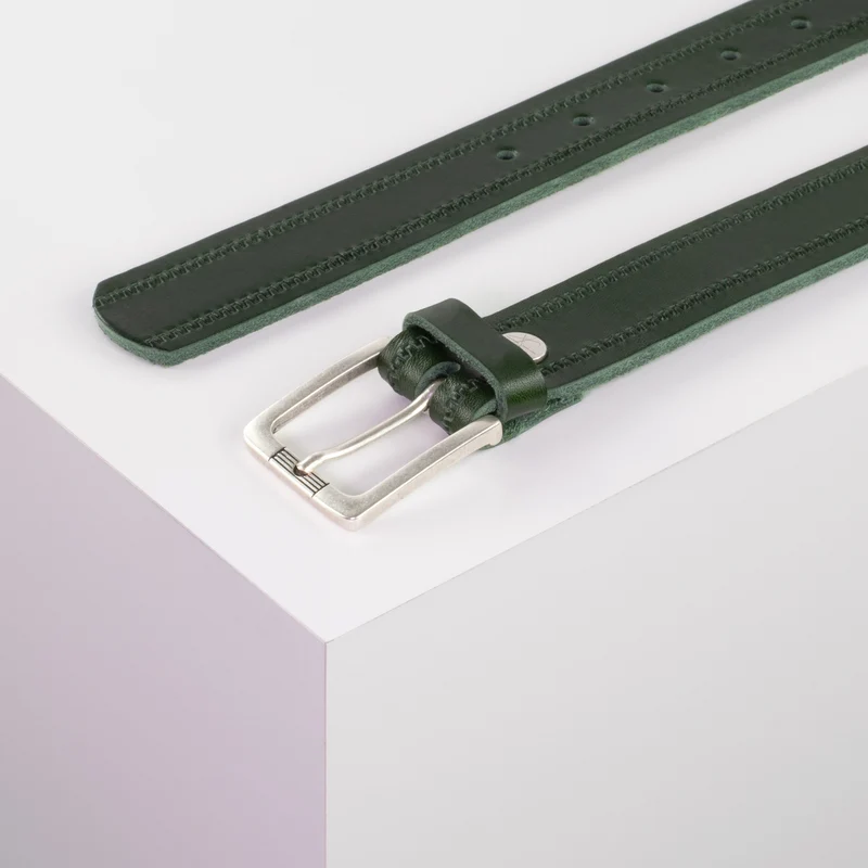 Ledergürtel 3cm mit Schnalle Casablanca silber