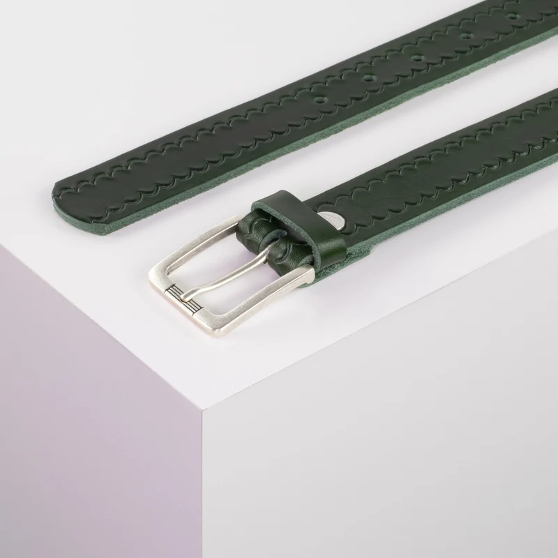 Ledergürtel 3cm mit Schnalle Casablanca silber