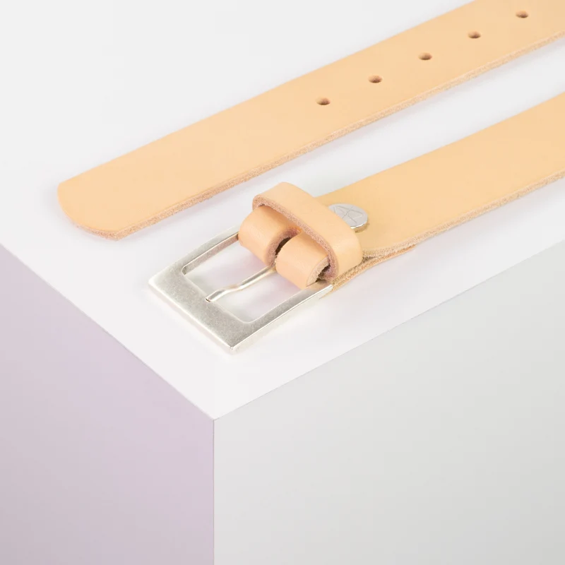 Ledergürtel 3,5cm mit Schnalle Porto silber