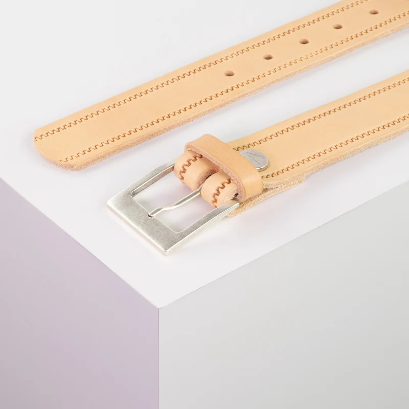 Ledergürtel 3,5cm mit Schnalle Porto silber