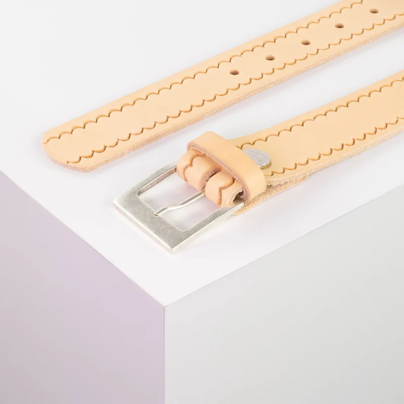 Ledergürtel 3,5cm mit Schnalle Porto silber