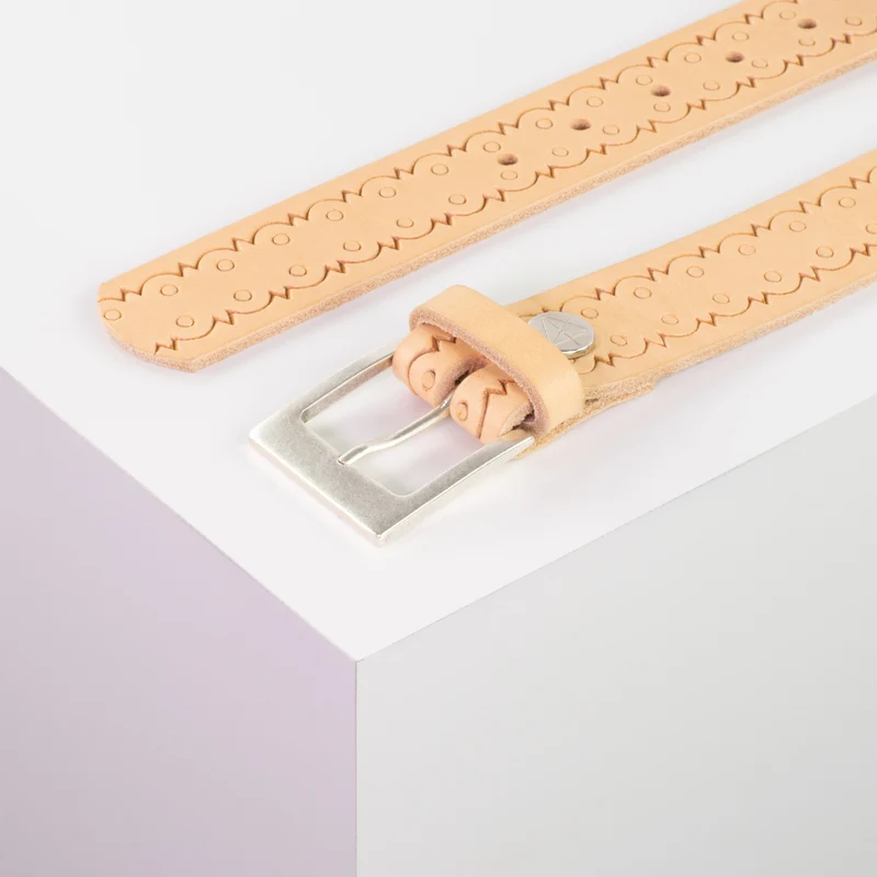 Ledergürtel 3,5cm mit Schnalle Porto silber