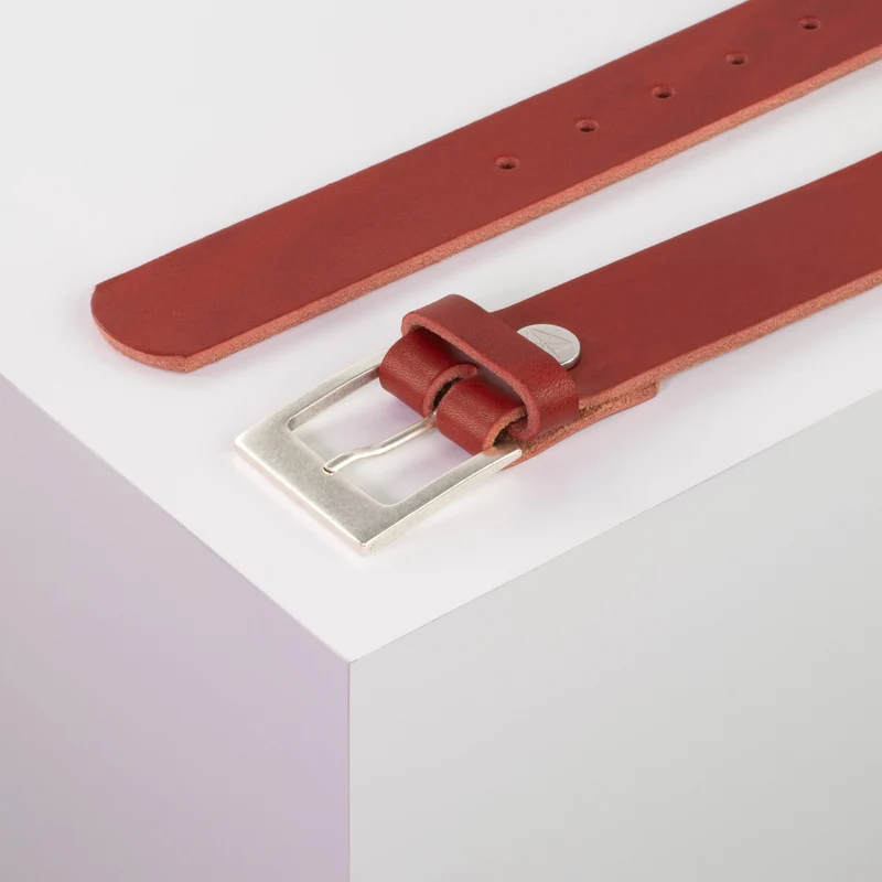Ledergürtel 3,5cm mit Schnalle Porto silber