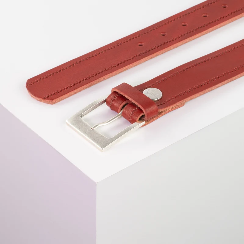 Ledergürtel 3,5cm mit Schnalle Porto silber