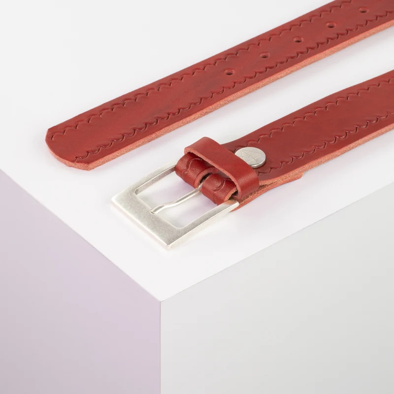 Ledergürtel 3,5cm mit Schnalle Porto silber