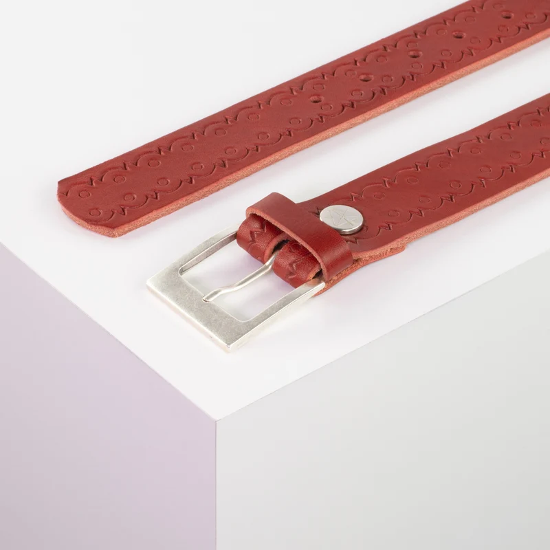 Ledergürtel 3,5cm mit Schnalle Porto silber