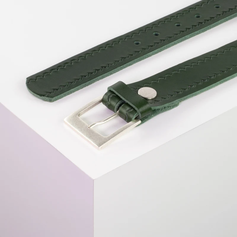 Ledergürtel 3,5cm mit Schnalle Porto silber