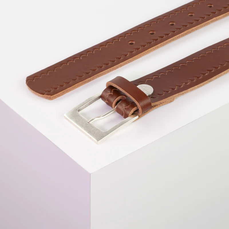 Ledergürtel 3,5cm mit Schnalle Porto silber