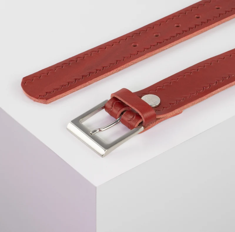 Ledergürtel 3,5cm mit Schnalle Helsinki silber glänzend