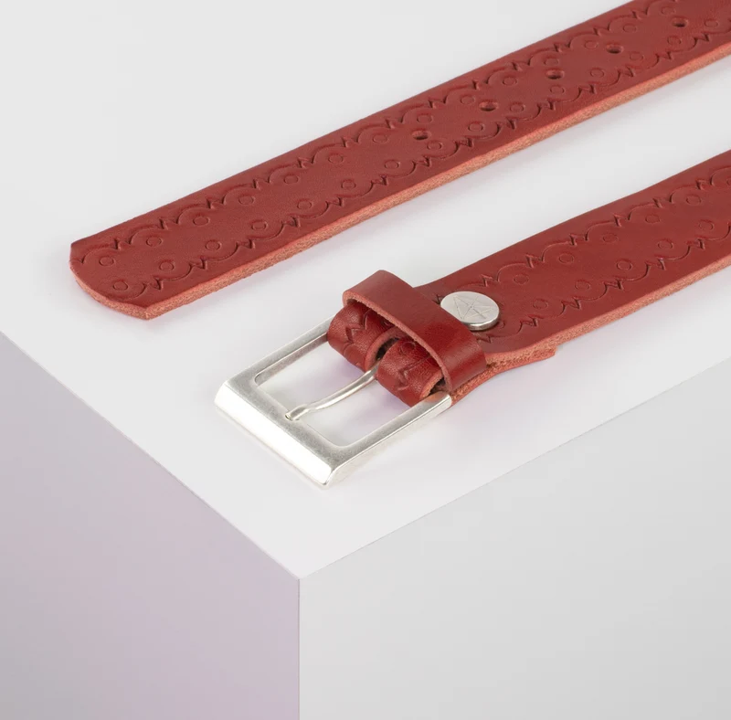 Ledergürtel 3,5cm mit Schnalle Helsinki silber matt