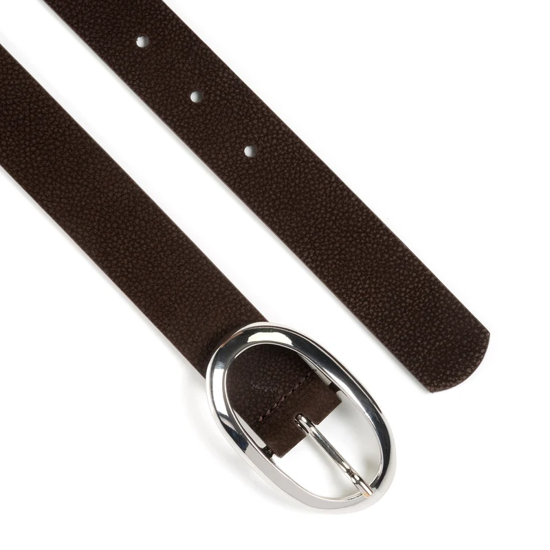 SIENA dark brown uni – Ledergürtel Damen 3 cm mit ovaler Schließe