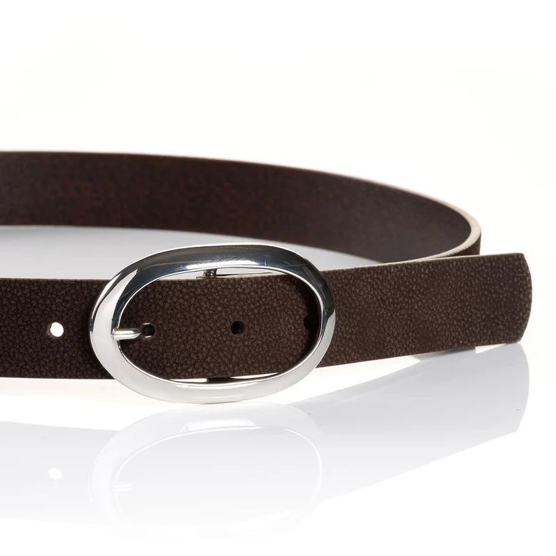 SIENA dark brown uni – Ledergürtel Damen 3 cm mit ovaler Schließe