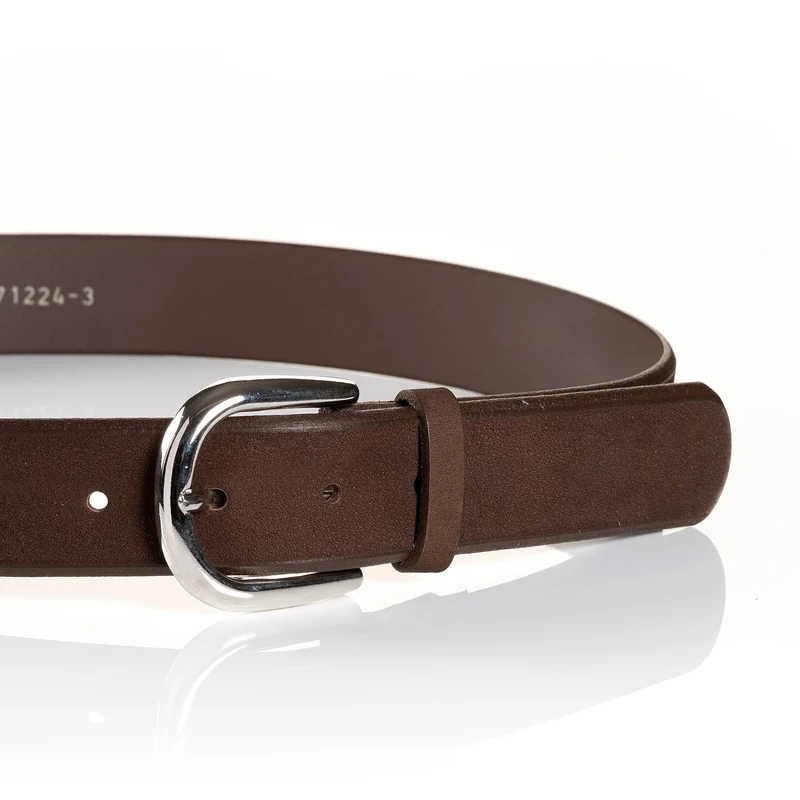 PAVIA dark brown uni – Nubukledergürtel Damen 3,5 cm