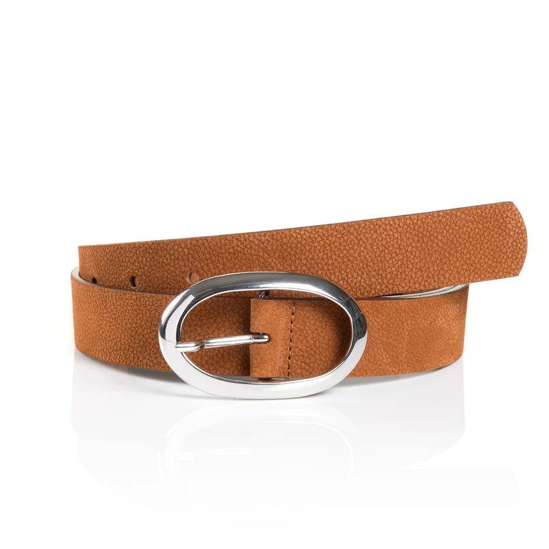 SIENA cognac uni – Ledergürtel Damen 3 cm mit ovaler Schließe
