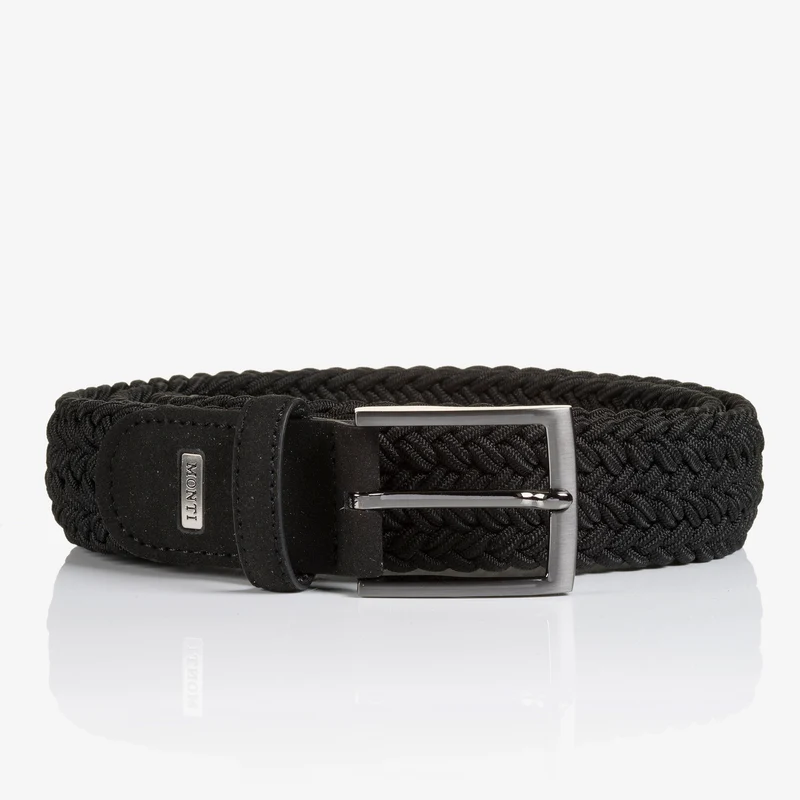 HAVANNA black uni – Elastischer Flechtgürtel Herren 3,5 cm