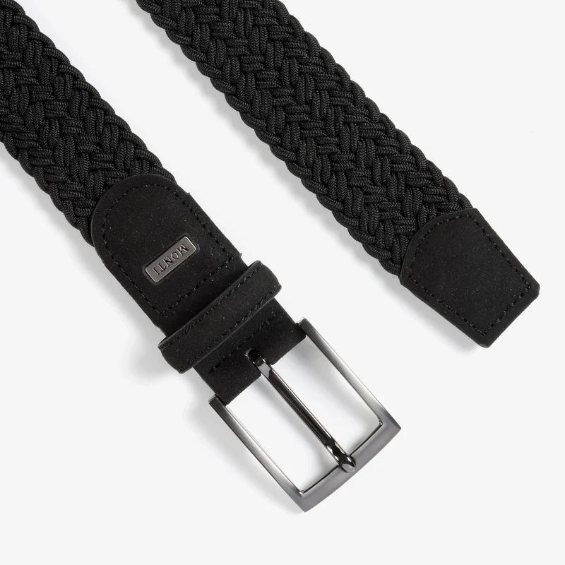 HAVANNA black uni – Elastischer Flechtgürtel Herren 3,5 cm